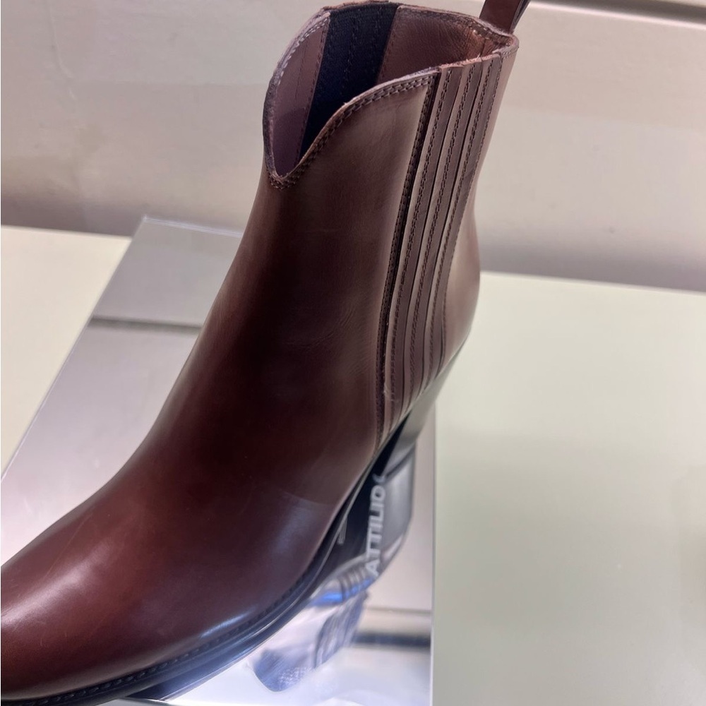 Sartore MADE IN ITALY LEATHER Brown Ankle Boots with Chelsea Style - Picture 6 of 12